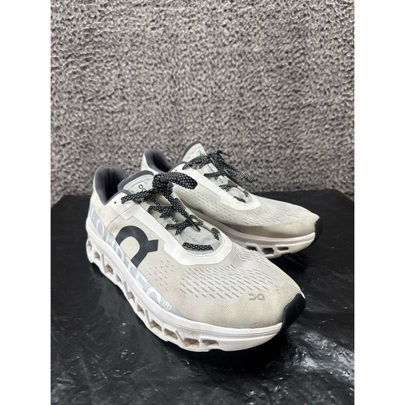 On Cloudmonster Lace Up Running Shoes White Black 61-98434 Mens Size 13M US - Picture 1 of 11